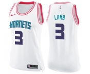 Women's Nike Charlotte Hornets #3 Jeremy Lamb Swingman White Pink Fashion NBA Jersey