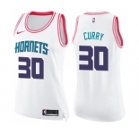 Women's Nike Charlotte Hornets #30 Dell Curry Swingman White Pink Fashion NBA Jersey
