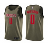 Men's Houston Rockets #0 Russell Westbrook Swingman Green Salute to Service Basketball Jersey