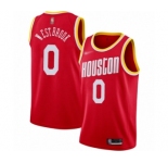 Men's Houston Rockets #0 Russell Westbrook Swingman Red Hardwood Classics Finished Basketball Jersey