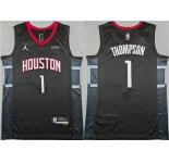 Men's Houston Rockets #1 Amen Thompson Black Statement Edition Stitched Jersey