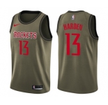 Men's Houston Rockets #13 James Harden Swingman Green Salute to Service Basketball Jersey