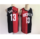 Men's Houston Rockets #13 James Harden Swingman Red Black Split Edition Basketball Jersey