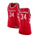Women's Nike Houston Rockets #34 Hakeem Olajuwon Swingman Red Road NBA Jersey - Icon Edition