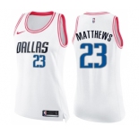 Women's Nike Dallas Mavericks #23 Wesley Matthews Swingman White Pink Fashion NBA Jersey
