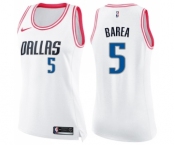 Women's Nike Dallas Mavericks #5 Jose Juan Barea Swingman White Pink Fashion NBA Jersey