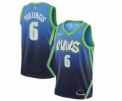 Youth Dallas Mavericks #6 Kristaps Porzingis Swingman Blue Basketball Jersey - 2019-20 City Edition