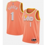 Men's Cleveland Cavaliers #1 James Harden Orange 2025-26 City Edition Stitched Basketball Jersey