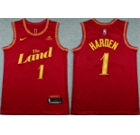 Men's Cleveland Cavaliers #1 James Harden Wine 2023-24 City Edition Stitched Jersey