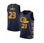 Men's Cleveland Cavaliers #23 LeBron James Swingman Navy Basketball Jersey - 2019-20 City Edition