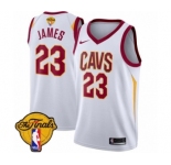 Men's Nike Cleveland Cavaliers #23 LeBron James Authentic White 2018 NBA Finals Bound NBA Jersey - Association Edition