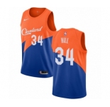 Men's Nike Cleveland Cavaliers #34 Tyrone Hill Authentic Blue NBA Jersey - City Edition