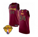 Men's Nike Cleveland Cavaliers #34 Tyrone Hill Authentic Maroon 2018 NBA Finals Bound NBA Jersey - Icon Edition