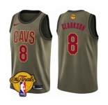 Men's Nike Cleveland Cavaliers #8 Jordan Clarkson Swingman Green Salute to Service 2018 NBA Finals Bound NBA Jersey
