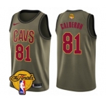 Men's Nike Cleveland Cavaliers #81 Jose Calderon Swingman Green Salute to Service 2018 NBA Finals Bound NBA Jersey
