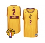 Youth Adidas Cleveland Cavaliers #2 Kyrie Irving Swingman Gold 2014-15 Christmas Day 2017 The Finals Patch NBA Jersey