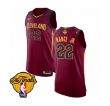 Youth Nike Cleveland Cavaliers #22 Larry Nance Jr. Authentic Maroon 2018 NBA Finals Bound NBA Jersey - Icon Edition