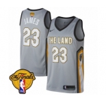 Youth Nike Cleveland Cavaliers #23 LeBron James Swingman Gray 2018 NBA Finals Bound NBA Jersey - City Edition