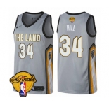 Youth Nike Cleveland Cavaliers #34 Tyrone Hill Swingman Gray 2018 NBA Finals Bound NBA Jersey - City Edition