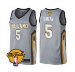 Youth Nike Cleveland Cavaliers #5 J.R. Smith Swingman Gray 2018 NBA Finals Bound NBA Jersey - City Edition