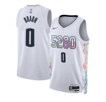 Men's Denver Nuggets #0 Christian Braun White 2024-25 City Edition Stitched Basketball Jersey