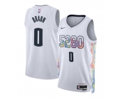 Men's Denver Nuggets #0 Christian Braun White 2024-25 City Edition Stitched Basketball Jersey