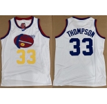 Men's Denver Nuggets #33 David Thompson White Stitched Basketball Jersey