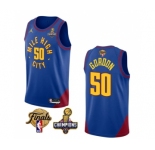 Men's Denver Nuggets #50 Aaron Gordon Blue 2023 Nuggets Champions Patch And Finals Patch Statemenr Edition Stitched Basketball Jersey