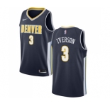Men's Nike Denver Nuggets #3 Allen Iverson Swingman Navy Blue Road NBA Jersey - Icon Edition