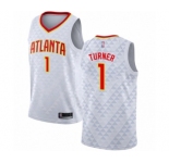 Men's Atlanta Hawks #1 Evan Turner Swingman White Basketball Jersey - Association Edition