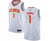 Men's Atlanta Hawks #1 Evan Turner Swingman White Basketball Jersey - Association Edition