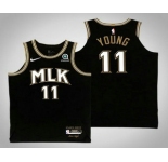 Men's Atlanta Hawks #11 Trae Young NEW Black 2021 City Edition NBA Swingman Jersey With The Sponsor Logo