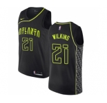 Men's Nike Atlanta Hawks #21 Dominique Wilkins Swingman Black NBA Jersey - City Edition