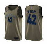 Youth Nike Memphis Grizzlies #42 Lorenzen Wright Swingman Green Salute to Service NBA Jersey