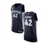 Women's Nike Memphis Grizzlies #42 Lorenzen Wright Authentic Navy Blue Road NBA Jersey - Icon Edition