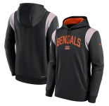 Mens Cincinnati Bengals Black Sideline Stack Performance Pullover Hoodie