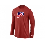 Nike USA Graphic Legend Performance Collection Locker Room Long Sleeve T-Shirt Red