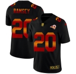 Los Angeles Rams #20 Jalen Ramsey Men's Black Nike Red Orange Stripe Vapor Limited NFL Jersey