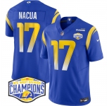 Men's Los Angeles Rams #17 Puka Nacua Blue 2024 NFC West Champions F.U.S.E. Vapor Untouchable Stitched Football Jersey
