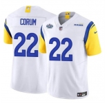 Men's Los Angeles Rams #22 Blake Corum White 2024 With Dradt Patch F.U.S.E Vapor Untouchable Stitched Football Jersey