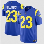 Men's Los Angeles Rams #23 Kyren Williams Royal 2026 F.U.S.E. 4-Star C Patch Vapor Limited Football Stitched Jersey