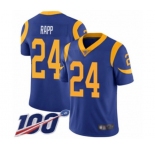 Men's Los Angeles Rams #24 Taylor Rapp Royal Blue Alternate Vapor Untouchable Limited Player 100th Season Football Jersey
