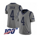 Men's Los Angeles Rams #4 Greg Zuerlein Limited Gray Inverted Legend 100th Season Football Jersey