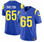 Men's Los Angeles Rams #65 Coleman Shelton Royal 2026 F.U.S.E. 1-Star C Patch Vapor Limited Football Stitched Jersey