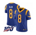 Men's Los Angeles Rams #8 Brandon Allen Royal Blue Alternate Vapor Untouchable Limited Player 100th Season Football Jersey