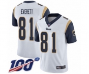 Men's Los Angeles Rams #81 Gerald Everett White Vapor Untouchable Limited Player 100th Season Football Jersey