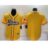 Men's Los Angeles Rams Blank Yellow Stitched MLB Cool Base Nike Baseball Jersey