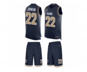 Men's Nike Los Angeles Rams #22 Trumaine Johnson Limited Navy Blue Tank Top Suit NFL Jersey
