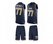 Men's Nike Los Angeles Rams #77 Andrew Whitworth Limited Navy Blue Tank Top Suit NFL Jersey