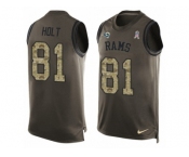 Men's Nike Los Angeles Rams #81 Torry Holt Limited Green Salute to Service Tank Top NFL Jersey